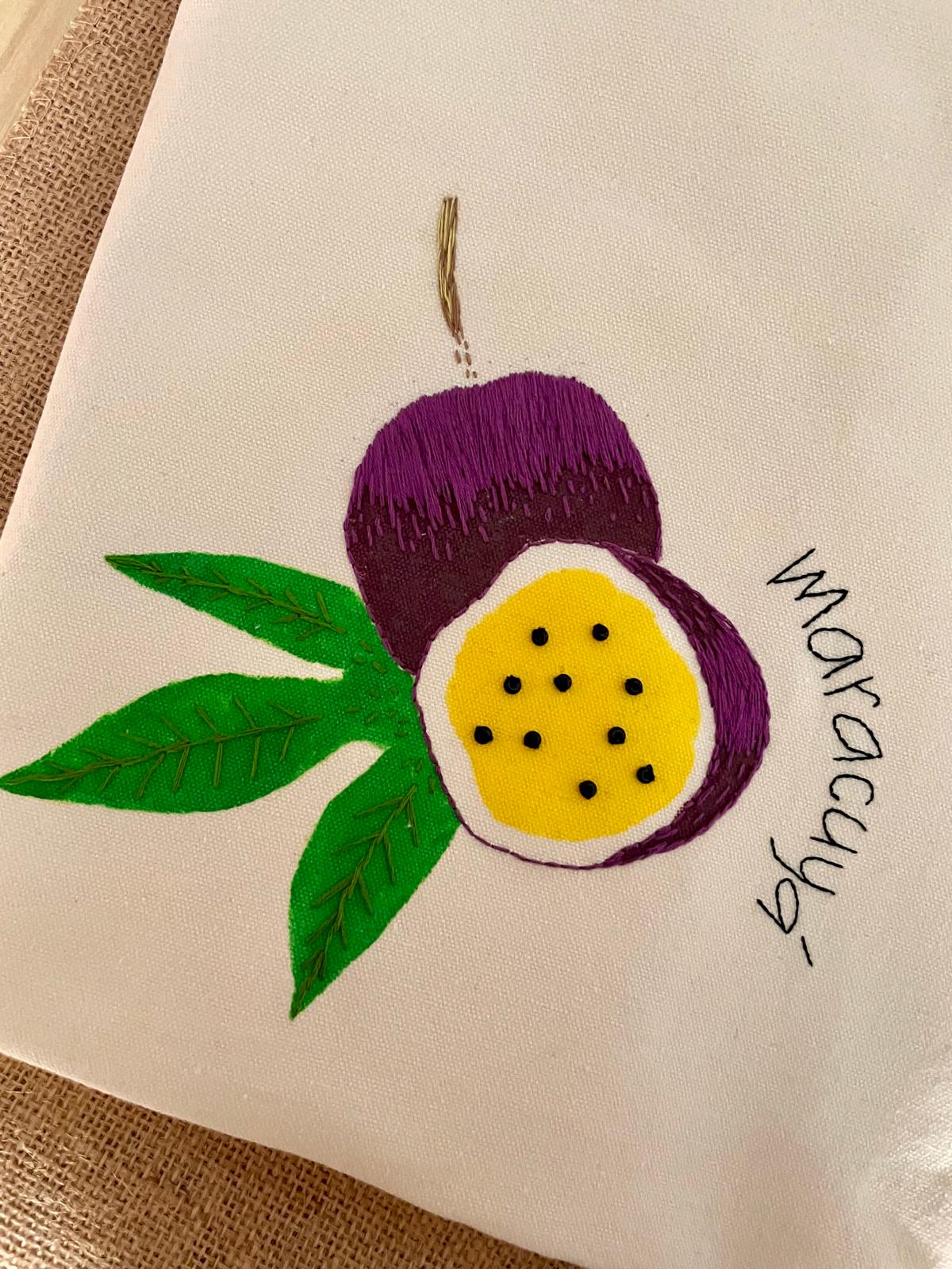 Hand Embroidered Tote Bag - Fruit Collection