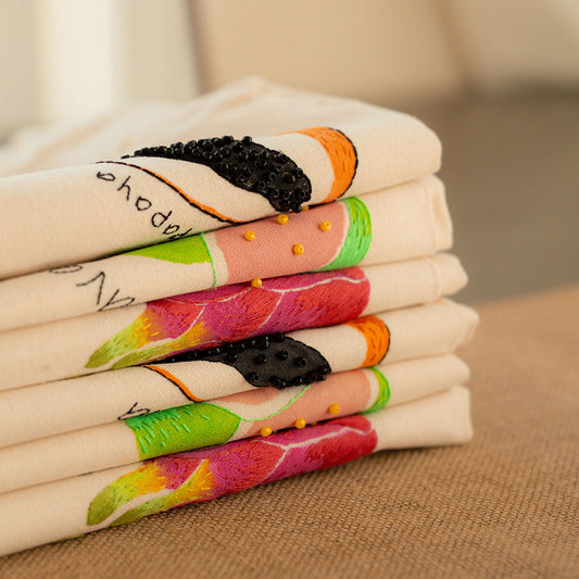 Hand Embroidered Tote Bag - Fruit Collection