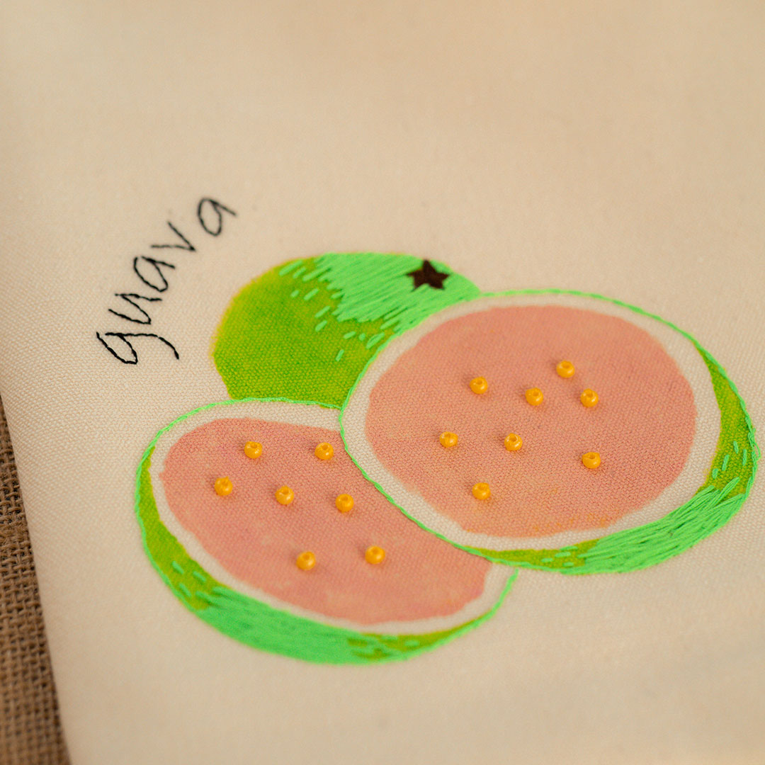 Hand Embroidered Tote Bag - Fruit Collection