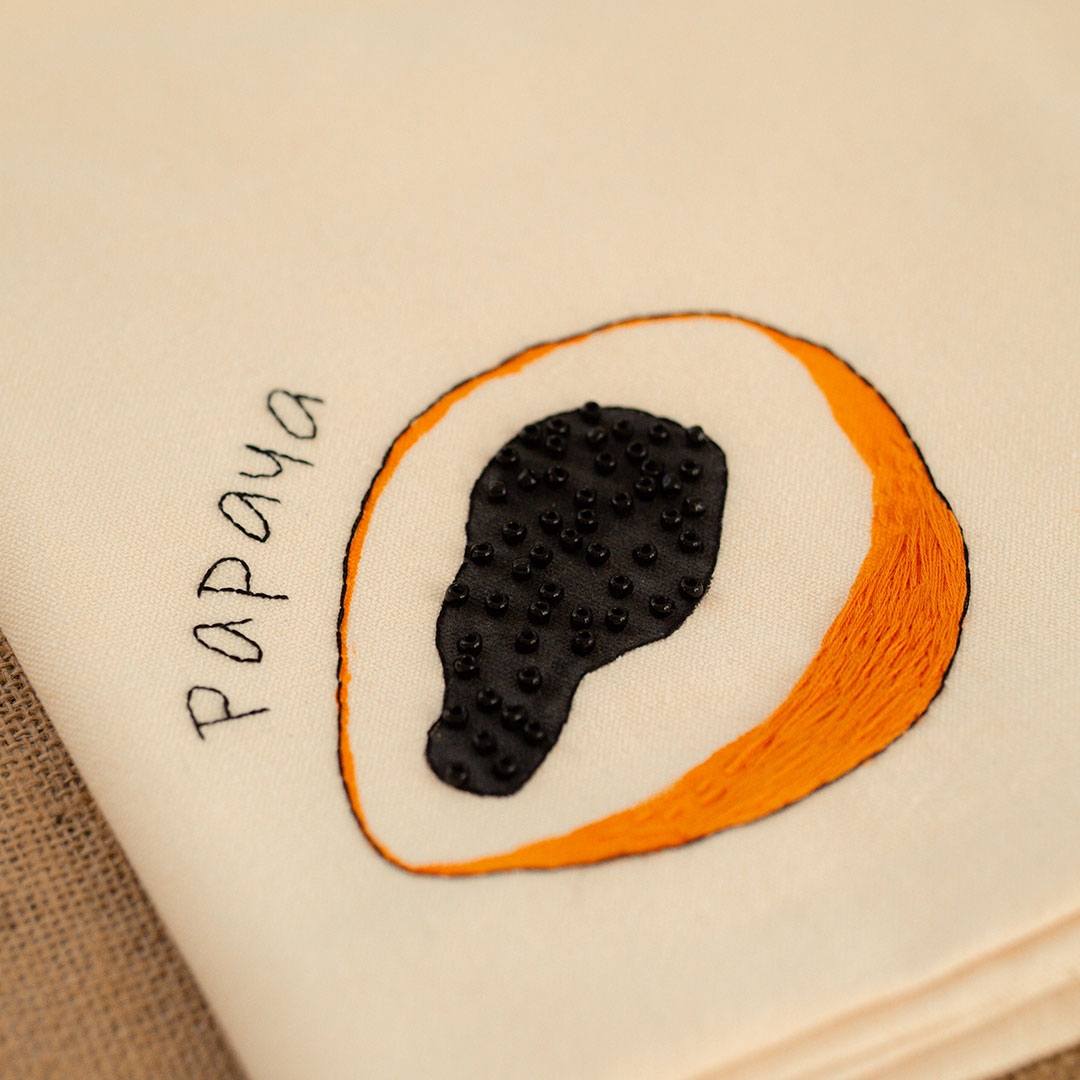 Hand Embroidered Tote Bag - Fruit Collection