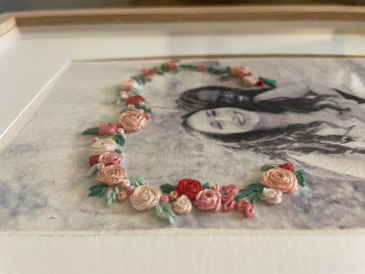 Custom Photo 4x6' - Floral Hand Embroidered Heart